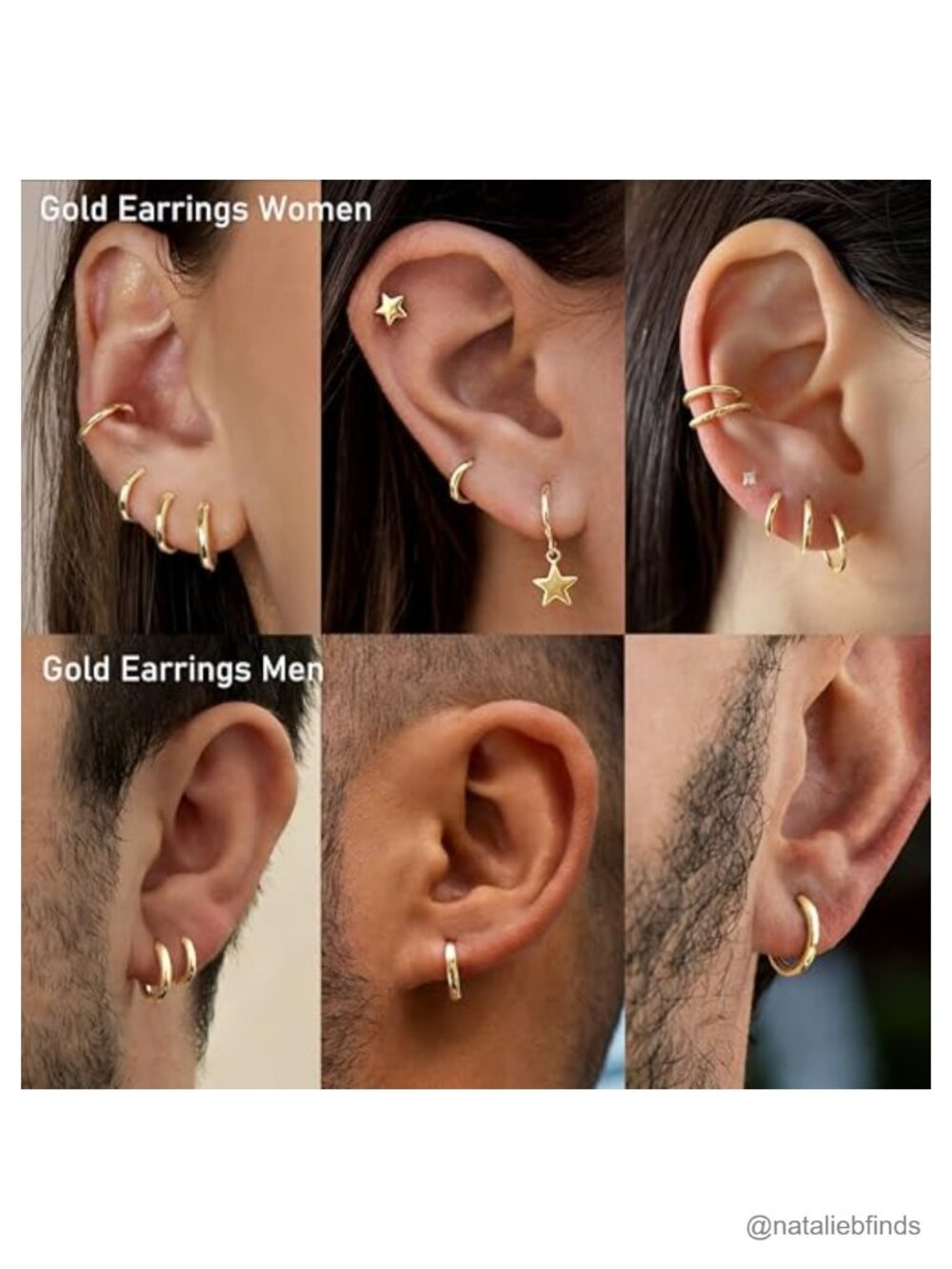 Huggie Hoop Earrings Set Hypoallergenic 316L Surgical Steel Small Gold Plated - Picture 5 of 6